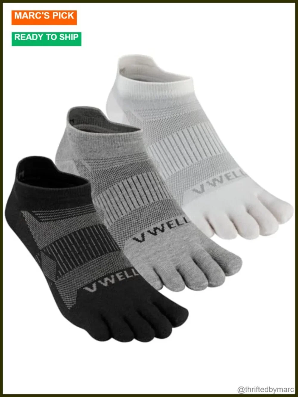 Merino Wool Toe Socks for Running Athletic Moisture Wicking 3 Pairs